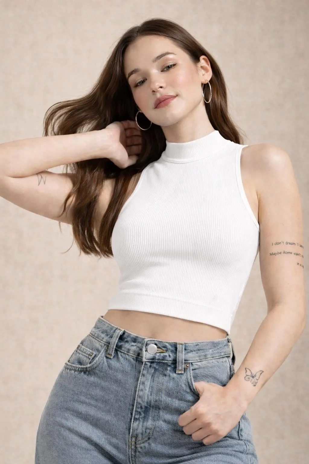 Women Fitted High Neck Crop top